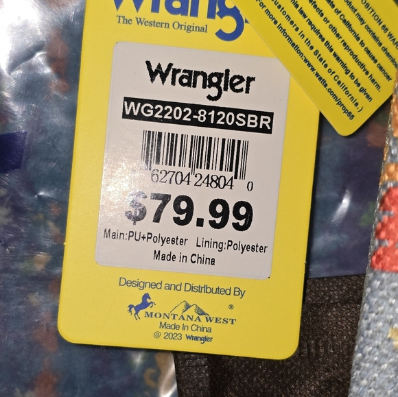 NWT Wrangler Southwestern Blue Canvas Crossbody Tote Bag WG2202-8120SBR - Picture 4 of 5